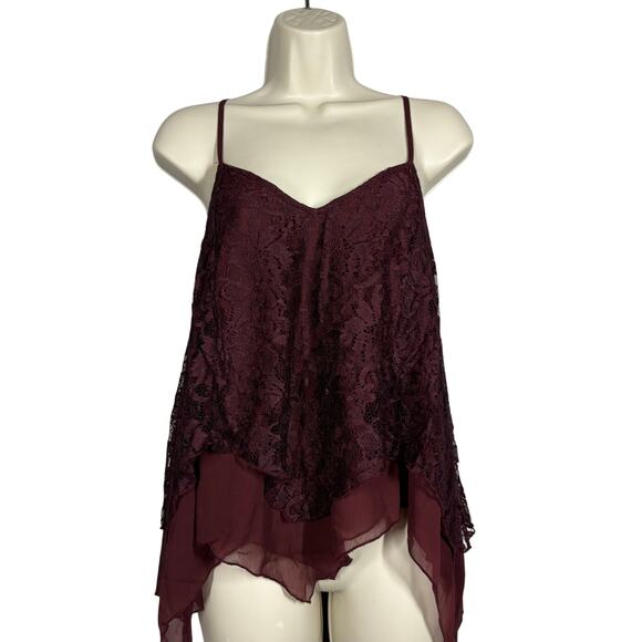 Abercrombie & Fitch Strappy Tank Cami Lace Top Cranberry Casual - XS - Picture 2 of 6